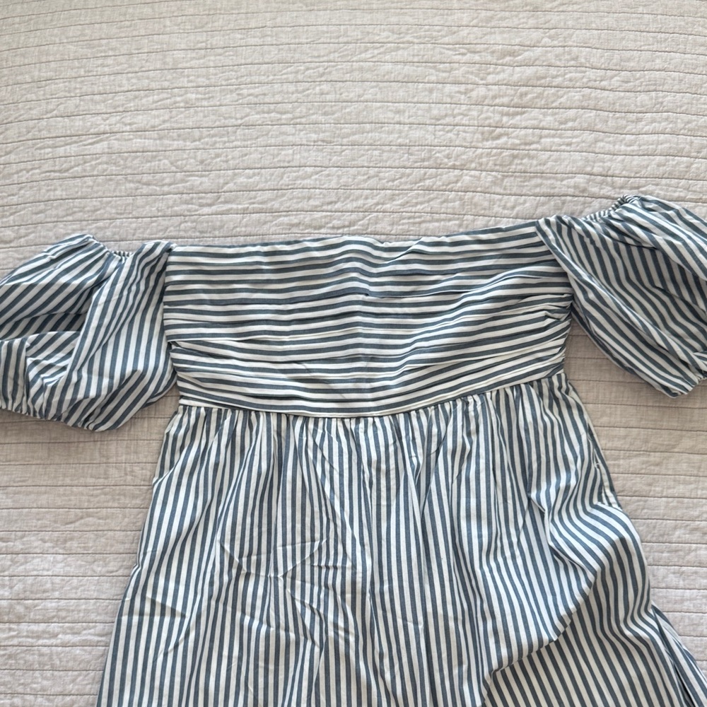Abercrombie & Fitch Strapless Blue and White Striped Mini Dress - Picture 7 of 9